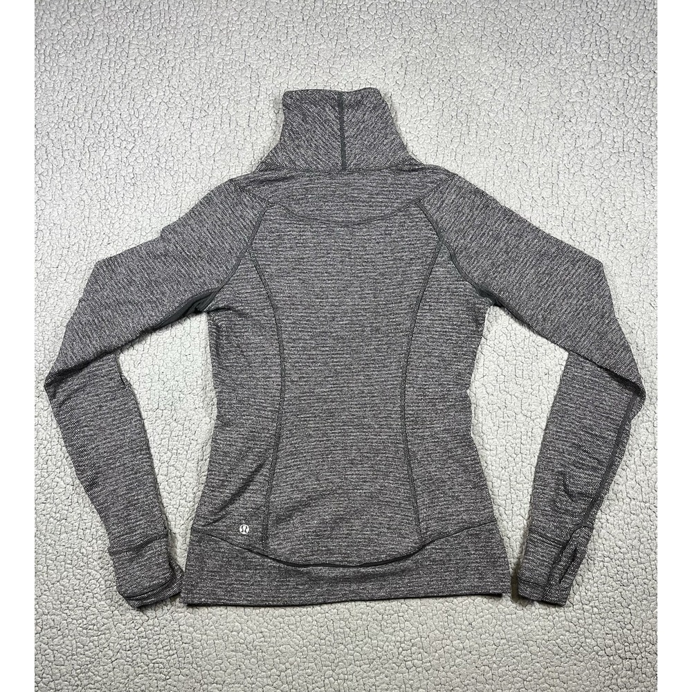 Lululemon Women's 4 Think Fast 1/4 Zip Pullover Heathered Herringbone Black Gray - Picture 5 of 10